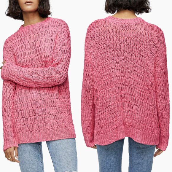 ANINE BING Juliette Sweater Loose Knit Oversized Chunky in Pink Size S - Picture 1 of 9